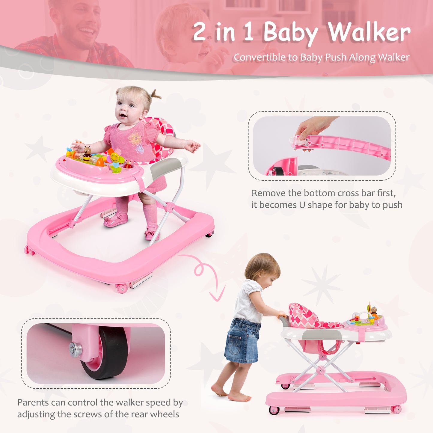 Birtech 2 in 1 Folding Baby Walker