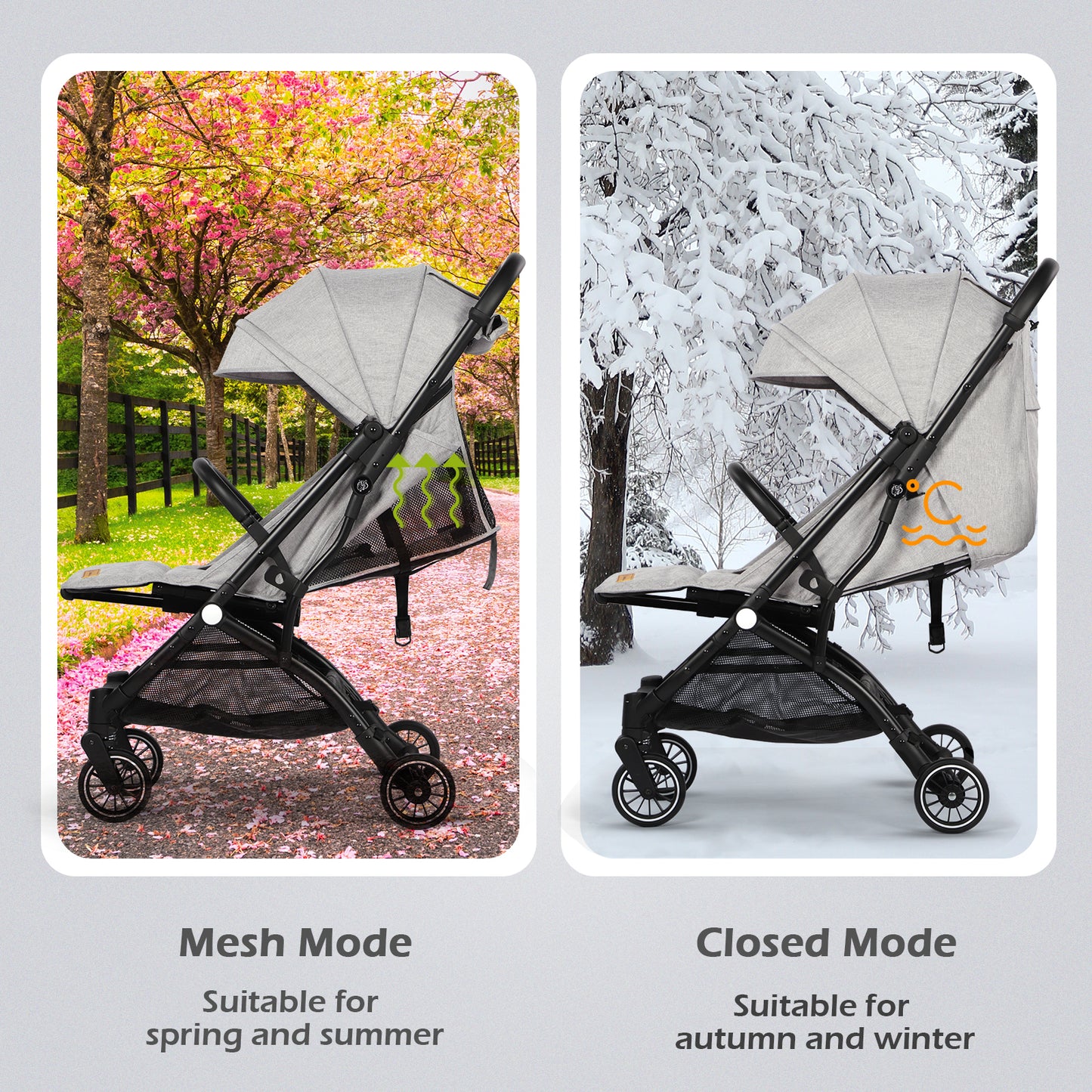 Lightweight Baby Pushchair with Adjustable Seat