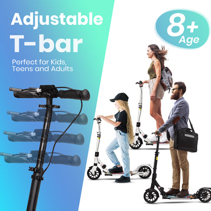 H.yeed Light Up Kick Scooter with Disc Brake Black