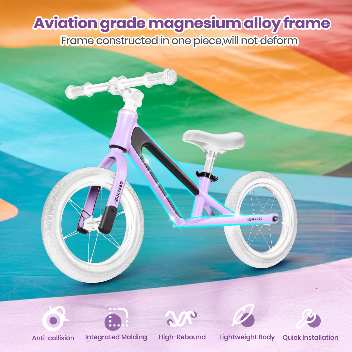 12 Inch Kids Balance Bike Purple for age 2-6 Years