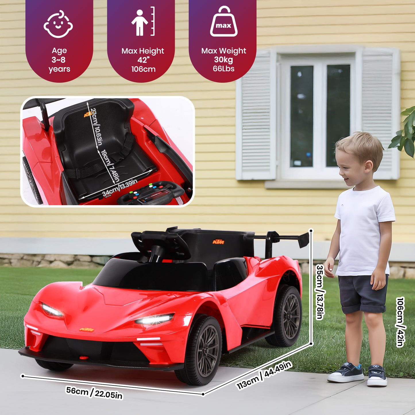 H.yeed KTM Licensed Kids Electric Ride-on for 3-6
