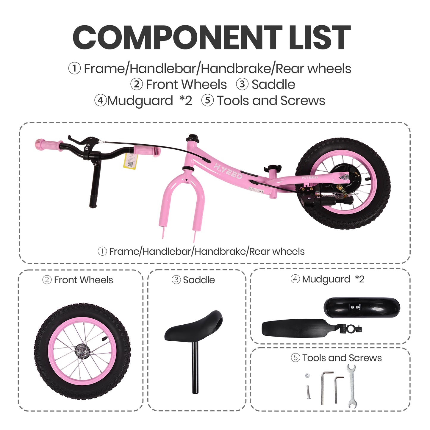 12 Inch Kids Balance Bike with Handbrake
