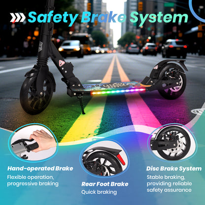 H.yeed Light Up Kick Scooter with Disc Brake Black