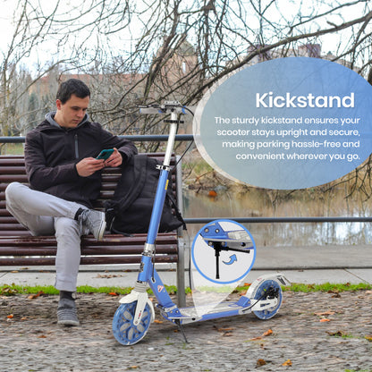 H.yeed Light Up Kick Scooter with Disc Brake Light Blue