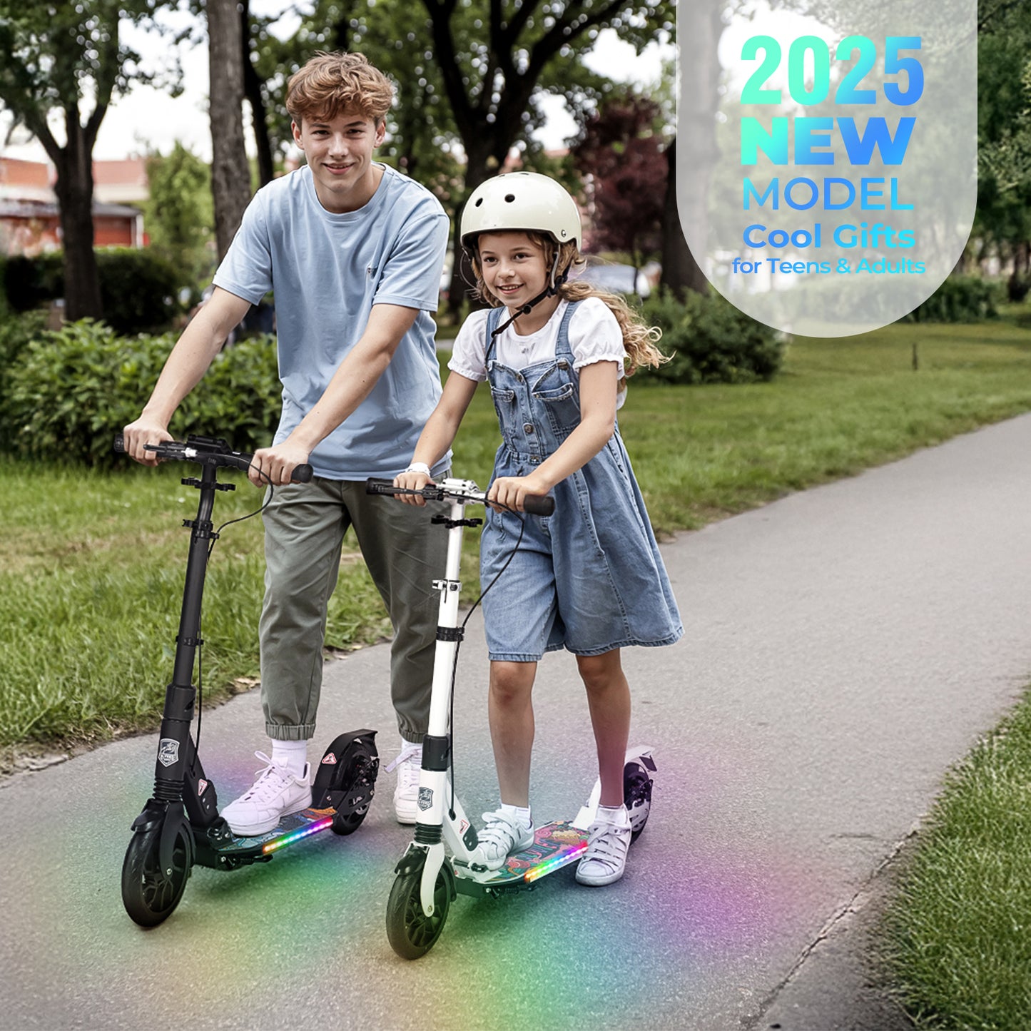 H.yeed Light Up Kick Scooter with Disc Brake Black