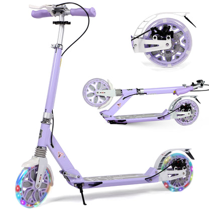 Birtech Light Up Kick Scooter with Disc Brake Light Purple