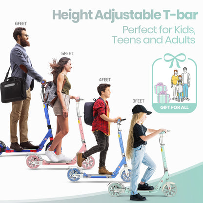 H.yeed Light Up Kick Scooter with Disc Brake Green
