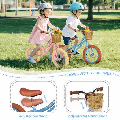 Birtech 14 Inch Kids Balance Bike with Removable Basket Blue