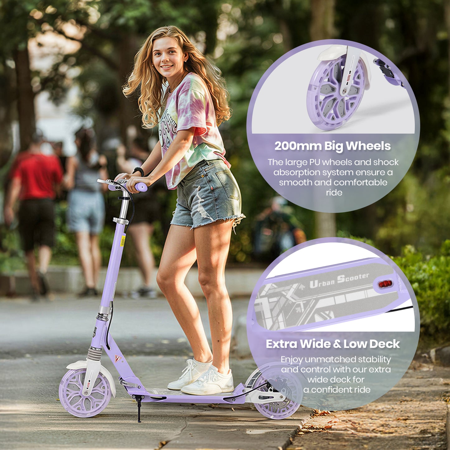 Birtech Light Up Kick Scooter with Disc Brake Light Purple