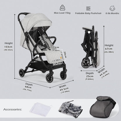 Lightweight Baby Pushchair with Footmuff