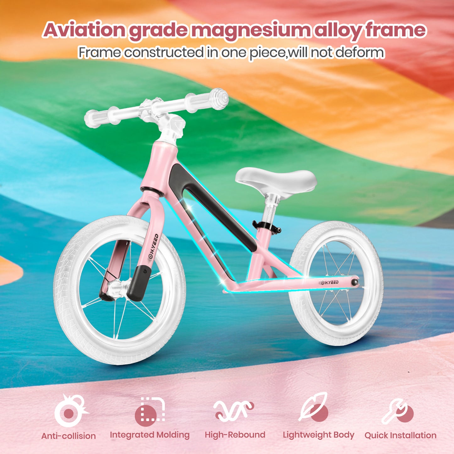12 Inch Kids Balance Bike Pink for age 2-6 Years