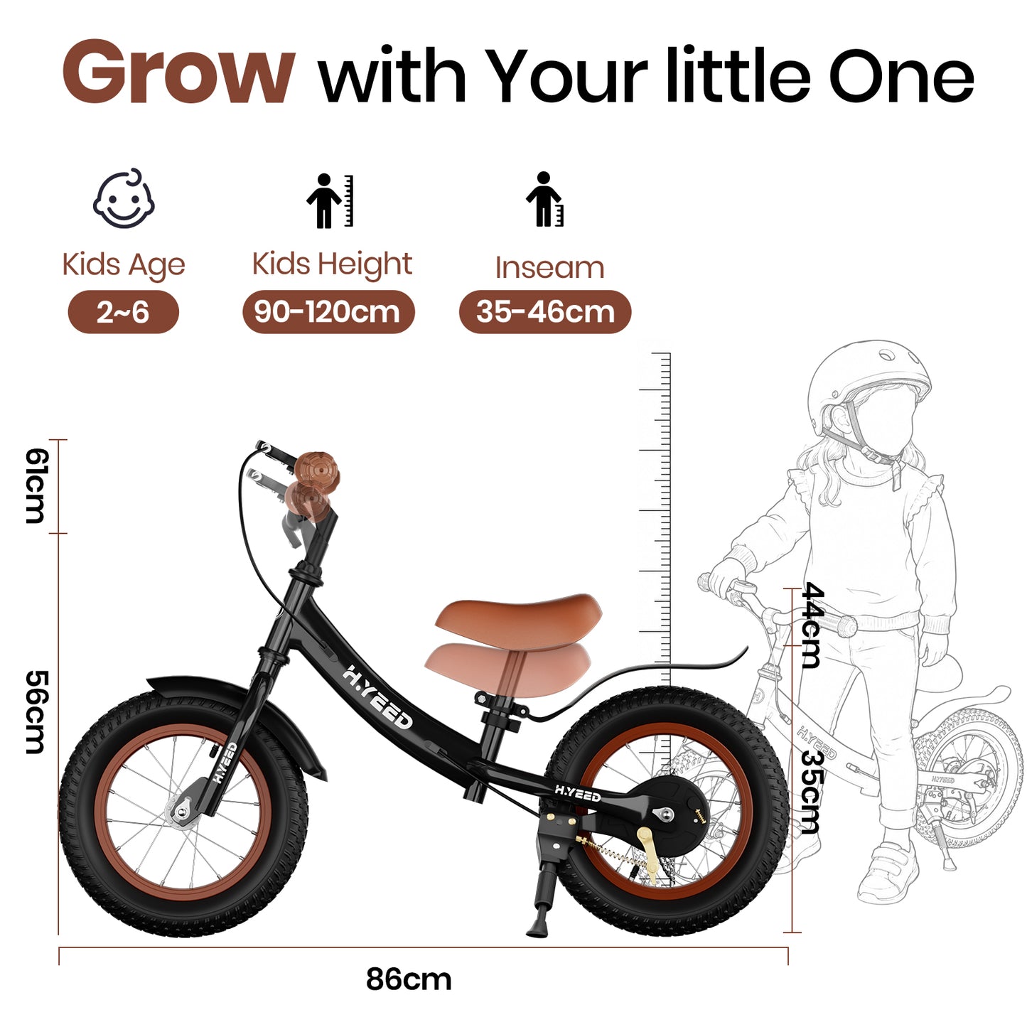 12 Inch Kids Balance Bike with Handbrake