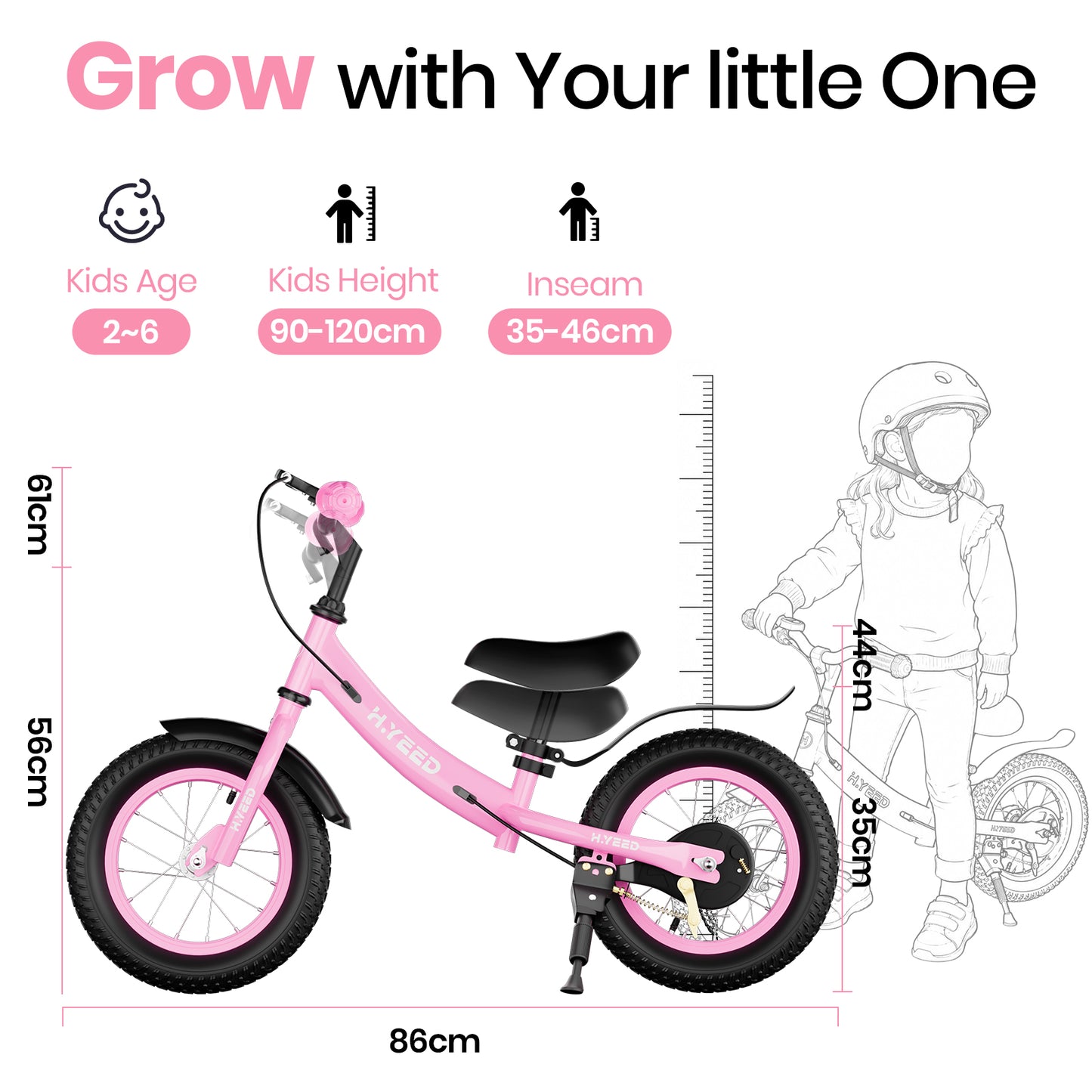 12 Inch Kids Balance Bike with Handbrake
