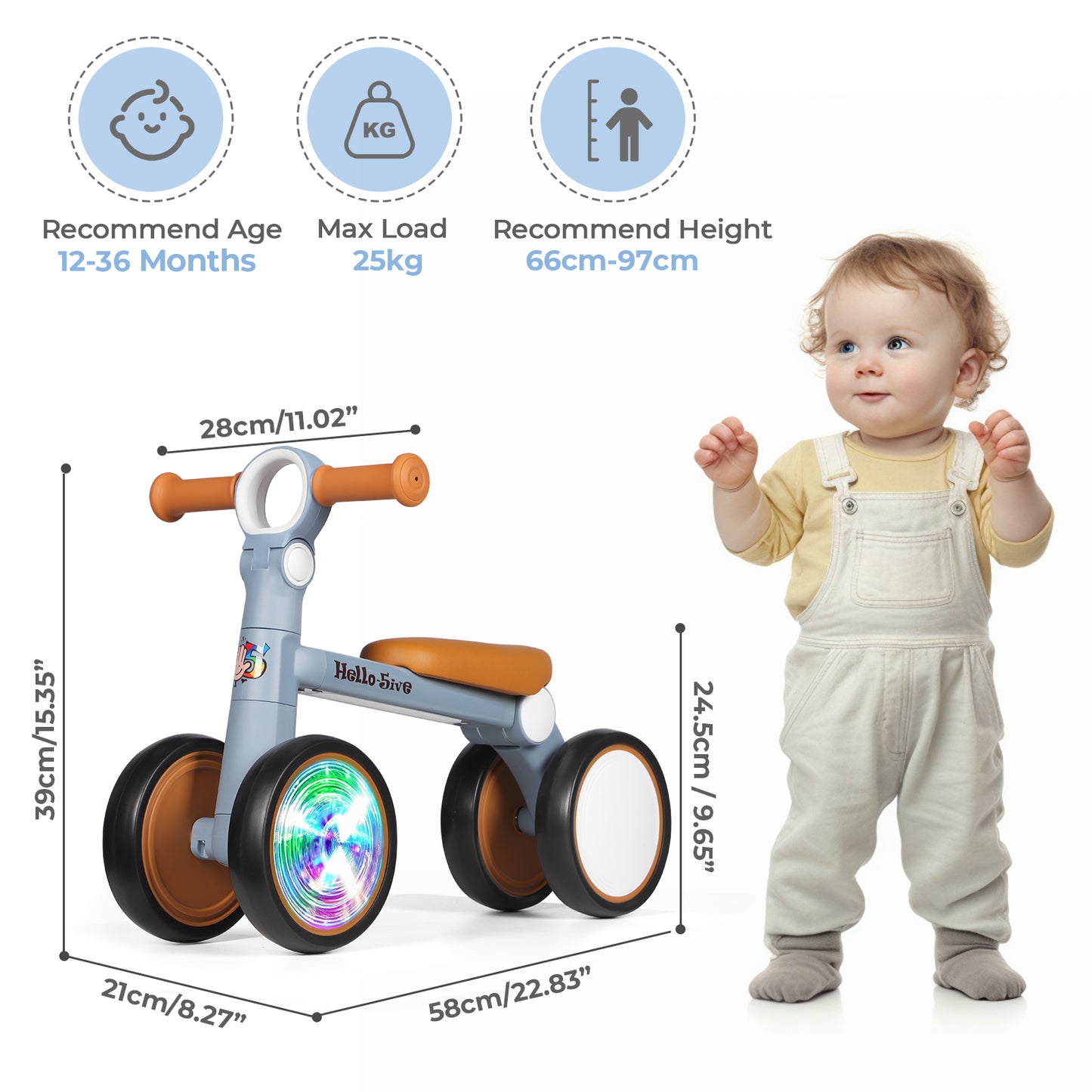 Baby Balance Bike with Lighting Wheels