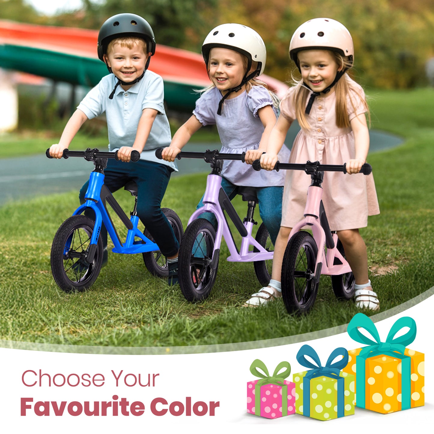 12 Inch Kids Balance Bike Pink for age 2-6 Years